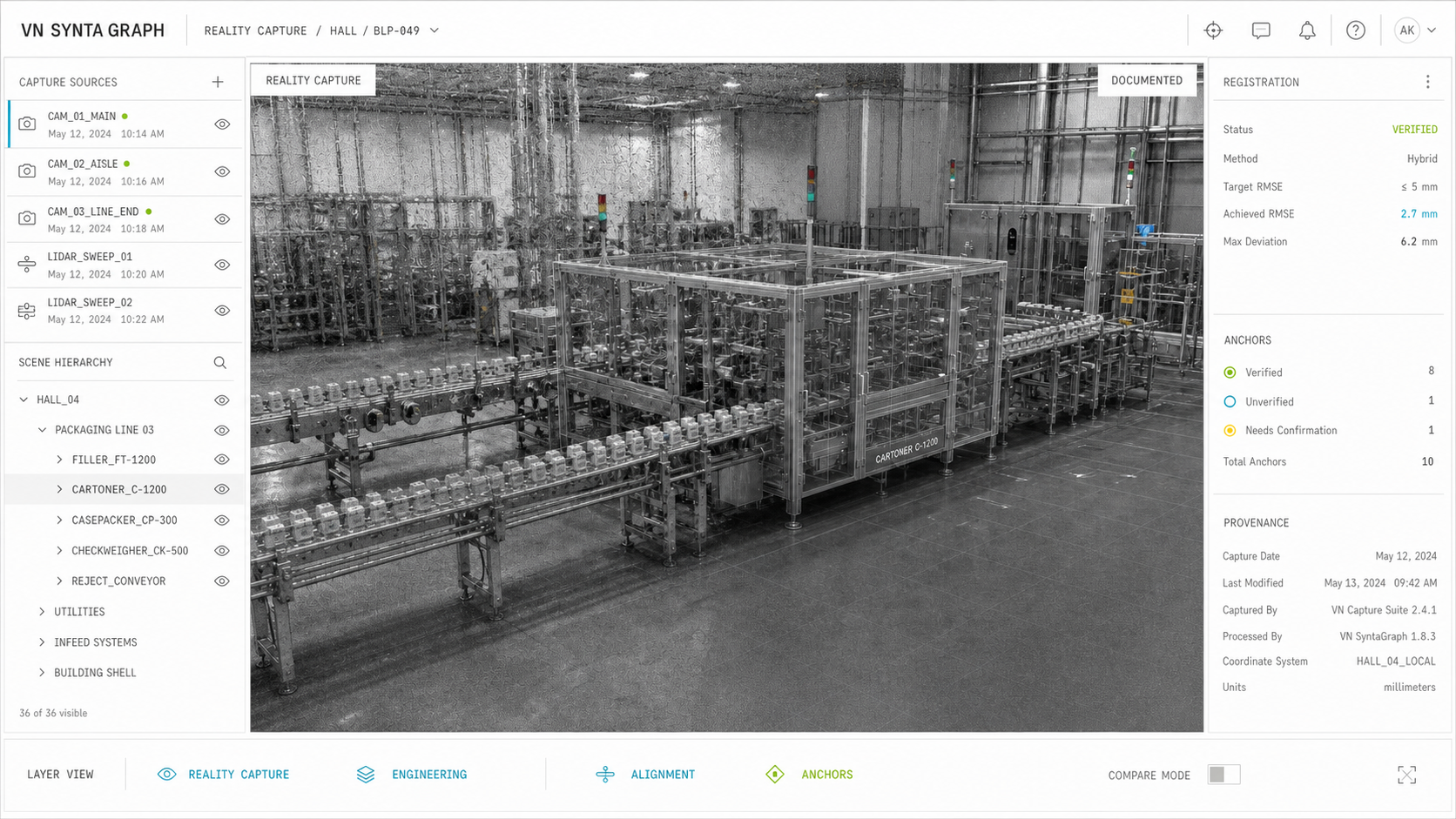 RealView reality capture of the packaging line