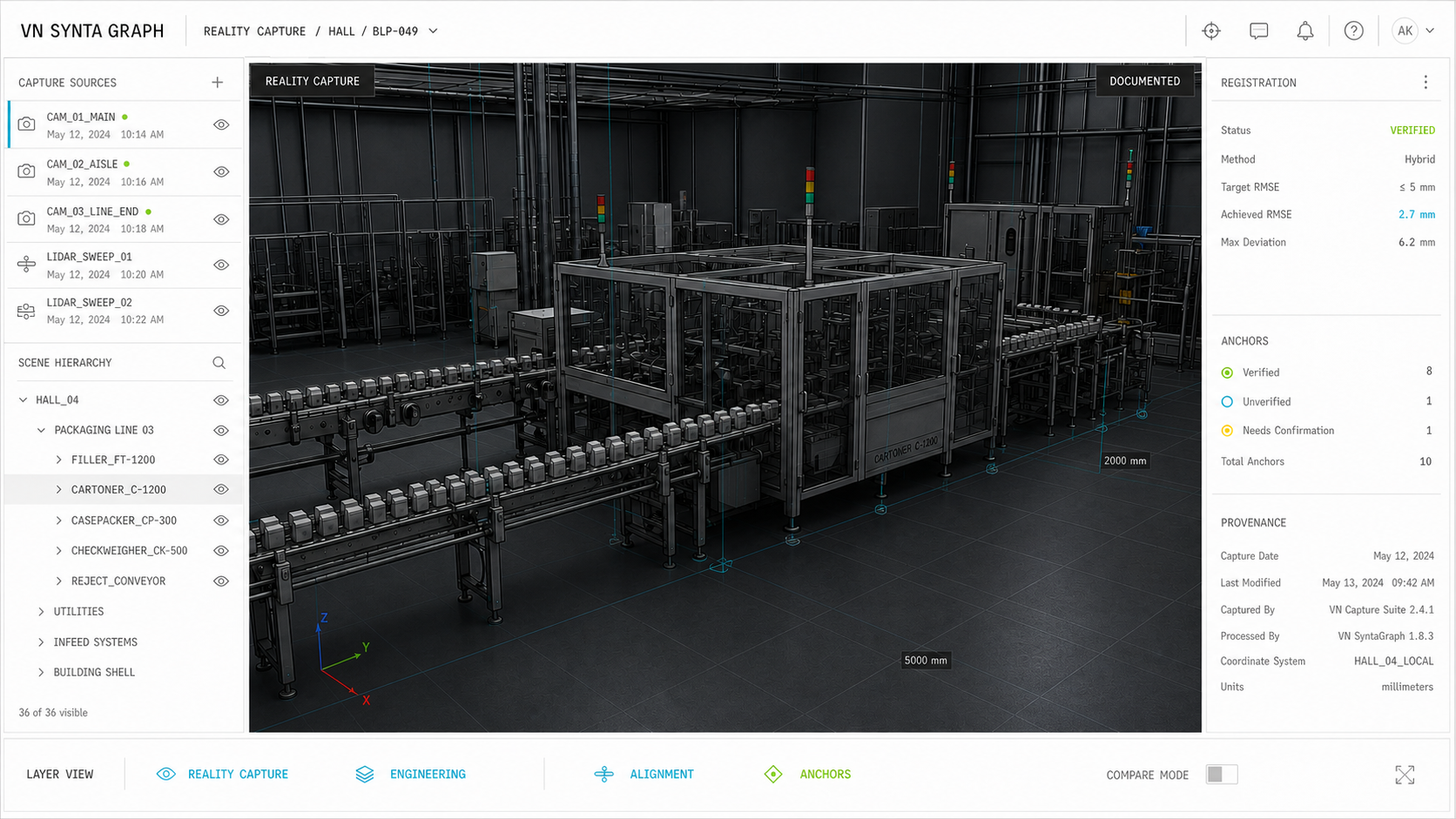 Technical CAD model of the packaging line