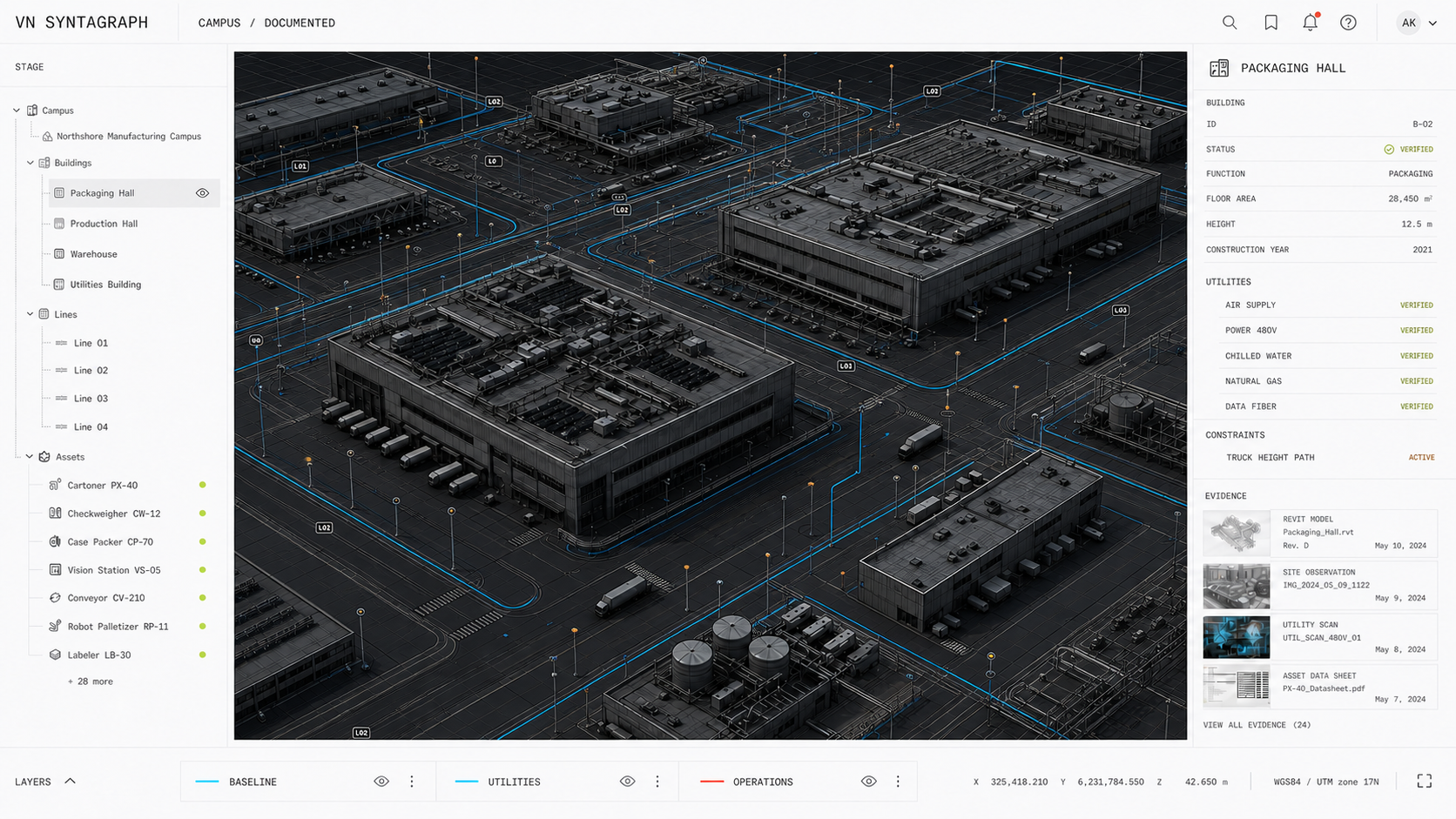Technical CAD model of the manufacturing campus